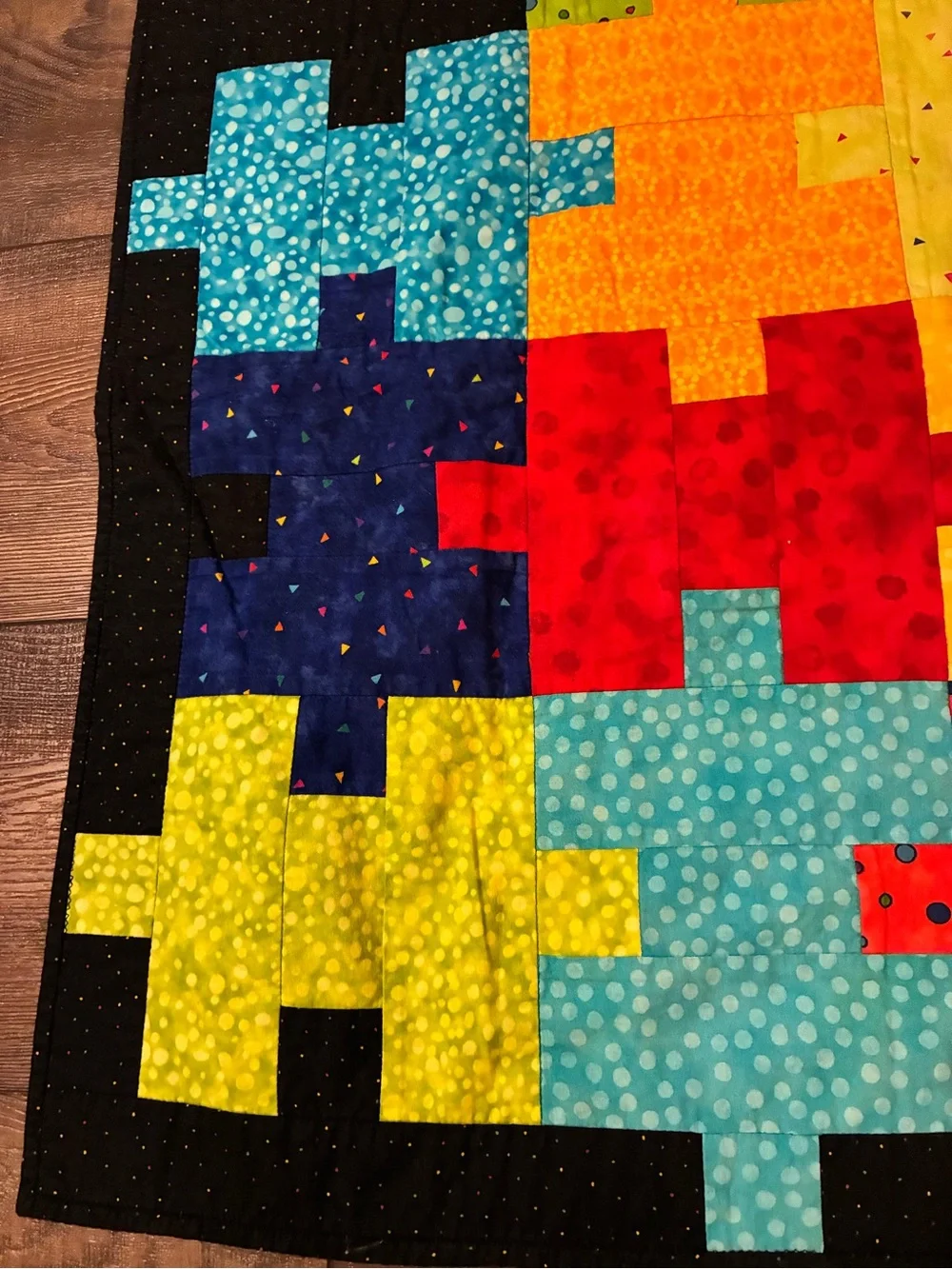 Like New Colorful Puzzle Piece Handmade Quilt